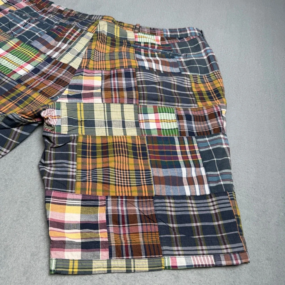 Polo Ralph Lauren Mens Patchwork Madras Plaid Cotton Shorts Multi Color Size 40